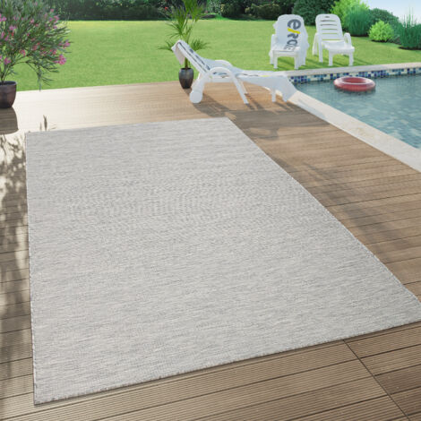 Paco Home Alfombra Interior Exterior Salón Balcón Terraza Tejido Plano Gris Topo 120x160 cm