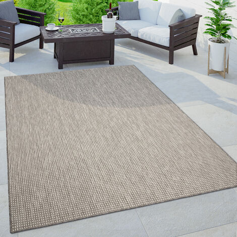 Paco Home Alfombra Salon De Habitacion Exterior Terraza Jardin Boho Chic Lisa Moteado 60x100 cm, Gris
