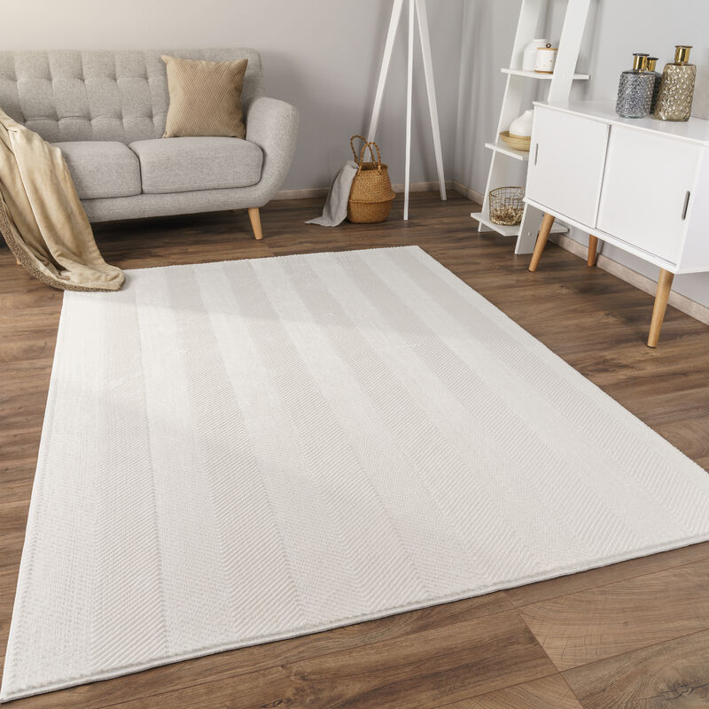 Tapis Salon Chambre Adulte Poils Ras Motif Boho Motif Scandinave Antidérapant 120x160 cm, Crème - Paco Home