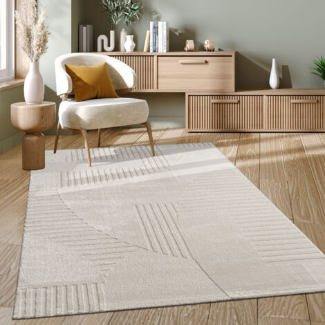 Paco Home Alfombra Salon De Habitacion Pelo Corto Nordica Dibujo Geometrico Boho Lisa 200x290 cm, Crema 3