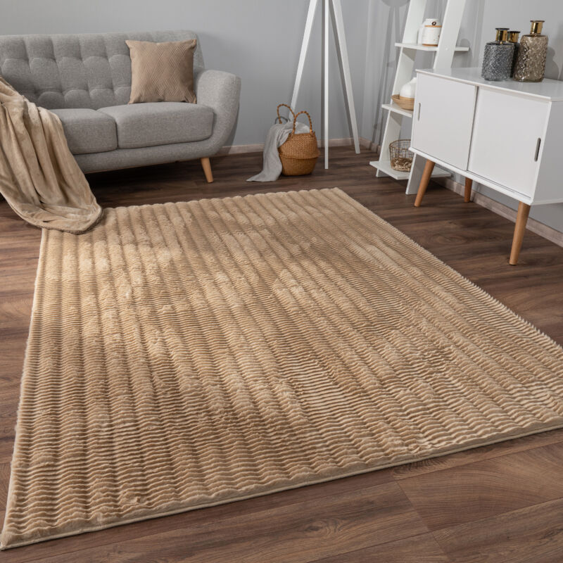 Paco Home - Alfombra Salon De Habitacion Pelo Largo Motivo Nordica Dibujo Geometrico Rombo Moderna 160x220 cm, Beige - Beige