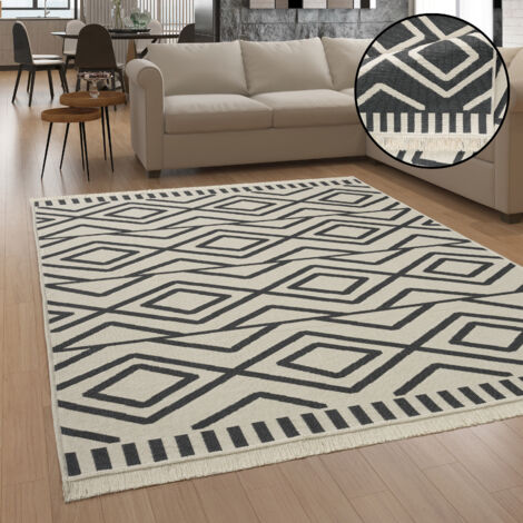 Paco Home Alfombra Salon De Habitacion Se Puede Lavar En La Lavadora Motivo Nordica Boho 60x90 cm, Antracita 2