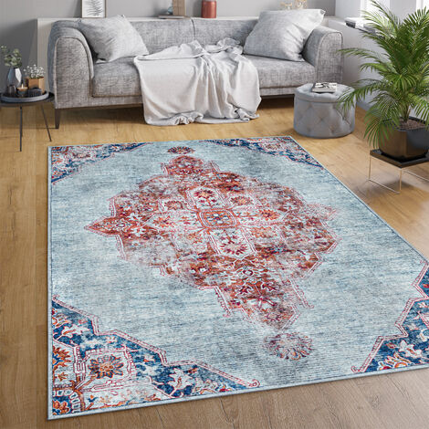Paco Home Alfombra Salon De Habitacion Tejido Plano Moderna Oriental Marroqui Vintage Lavar 140x200 cm, Turquesa
