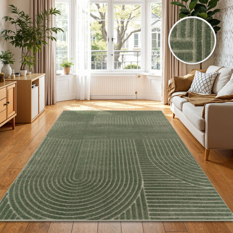 Paco Home Alfombra Salon Habitacion Cocina Exterior Terraza Jardin Nordica Boho Chic Verde 200x290 cm