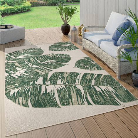 Paco Home Alfombra Salon Jardin Hojas De Palmera Jungla Floral Motivo Boho Chic Verde Ø 160 cm redon, Verde 12