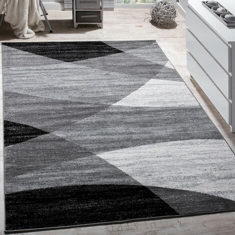 Paco Home Alfombra Salón, Motivos Modernos, Pelo Corto Atemporal Con Diseño Geométrico 160x220 cm, Gris