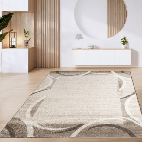 Paco Home Alfombra Salón Pelo Corto Vintage Motivo Geométrico Moderno Marrón Beige