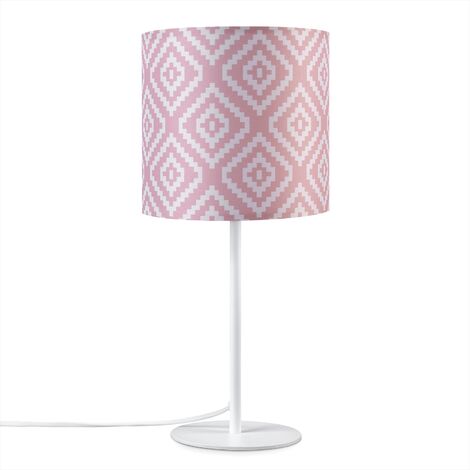 Paco Home Applique Abat-Jour Tissu Lampe Ã€ Poser Lampe De Chevet E14 Vintage RÃ©tro Ronde Lampe de table - Blanc, Design 8 (Ø18 cm)