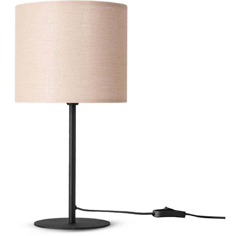 Paco Home - Lampe De Table Applique Lampe Salon Chambre à Coucher Abat-Jour Tissu Uni Lampe de table - Noir, Beige (Ø18 cm)
