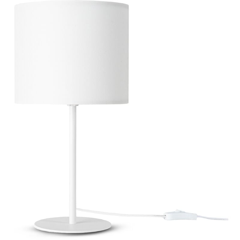 Lampe De Table Applique Lampe Salon Chambre à Coucher Abat-Jour Tissu Uni Lampe de table - Blanc, Blanc (Ø18 cm) - Paco Home