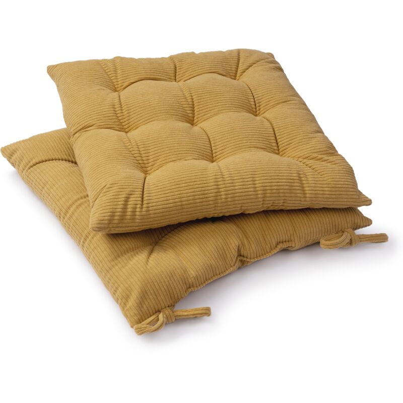Paco Home - Coussin Avec Sangles De Fixation 40x40 Coussin De Chaise Coussin Intérieur Ocre, 40x40x5cm