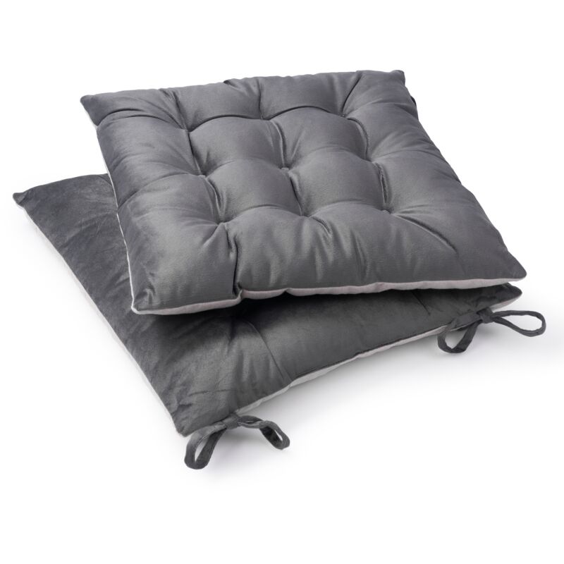 Paco Home Coussin Avec Sangles De Fixation 40x40 Coussin De Chaise Coussin Intérieur Anthracite 3, 40x40x5cm