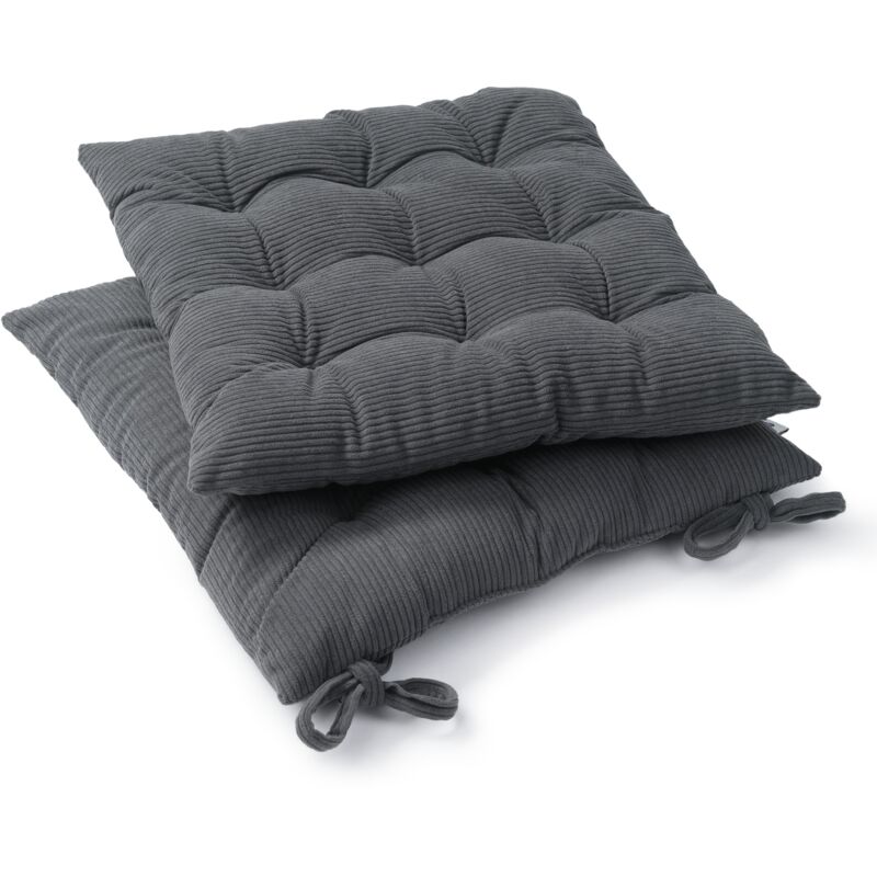 Paco Home - Coussin Avec Sangles De Fixation 40x40 Coussin De Chaise Coussin Intérieur Anthracite 1, 40x40x5cm