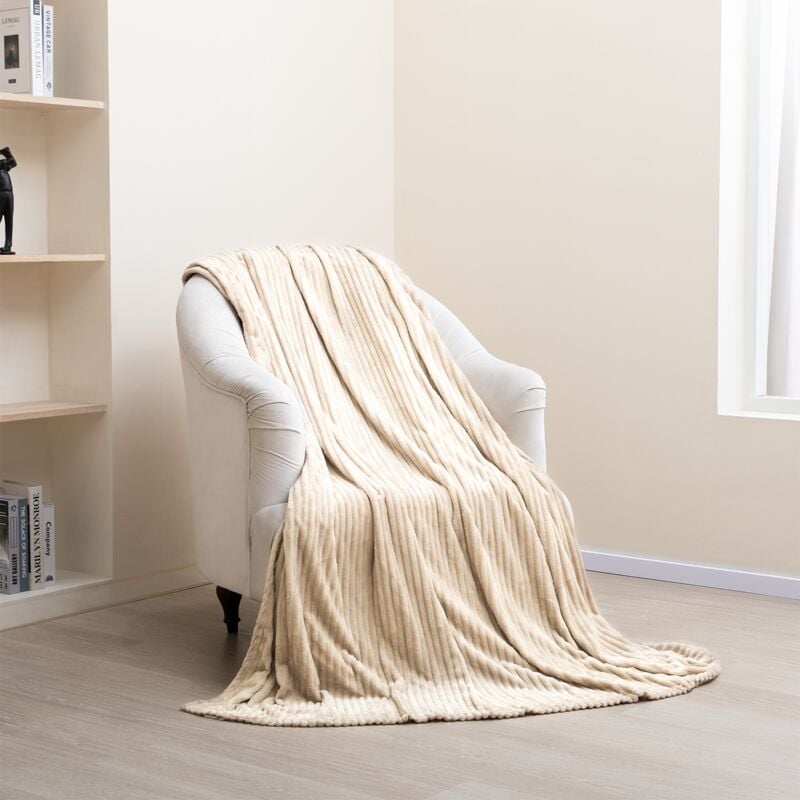 Couverture Douce Moelleuse Couverture Salon Jeté Couverture Douce Plaid Canapé 150x200cm, Camel - Paco Home