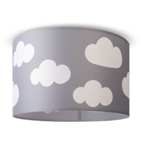 Paco Home Deckenlampe Kinderzimmer Pendelleuchte Baby Lampenschirm Stoff Rund Sterne Deckenleuchte - Weiß, Design 10 (Ø45,5 cm)