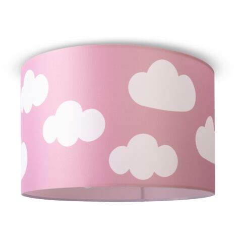 Paco Home Deckenlampe Kinderzimmer Pendelleuchte Baby Lampenschirm Stoff Rund Sterne Deckenleuchte - Weiß, Design 11 (Ø45,5 cm)