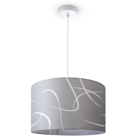 Paco Home Deckenlampe Wohnzimmer Pendelleuchte Esstisch Lampenschirm Stoff Modern Abstrakt Pendelleuchte - Weiß, Design 4 (Ø45,5 cm)