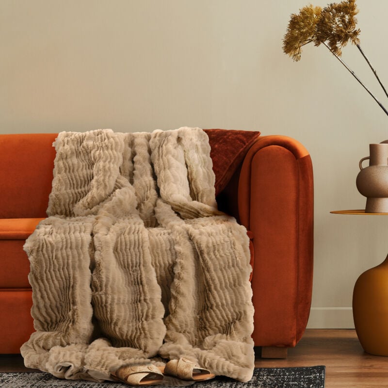 Décoration Salon Couverture Couverture Douillette Couvre-Lit Chambre à Coucher Beige, 150x200cm - Paco Home