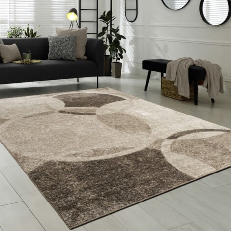 Paco Home Designer Teppich Wohnzimmer Teppich Kreis Muster in Braun Beige Preishammer 60x100 cm