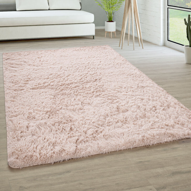 Paco Home - Hochflor Teppich Wohnzimmer Fellteppich Kunstfell Shaggy Flauschig Einfarbig 160 Cm Rund, Creme