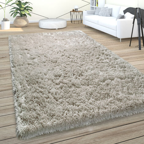 Paco Home Hochflor Teppich Wohnzimmer Shaggy Pastell Einfarbig Weich Flauschig Grau 60x100 cm