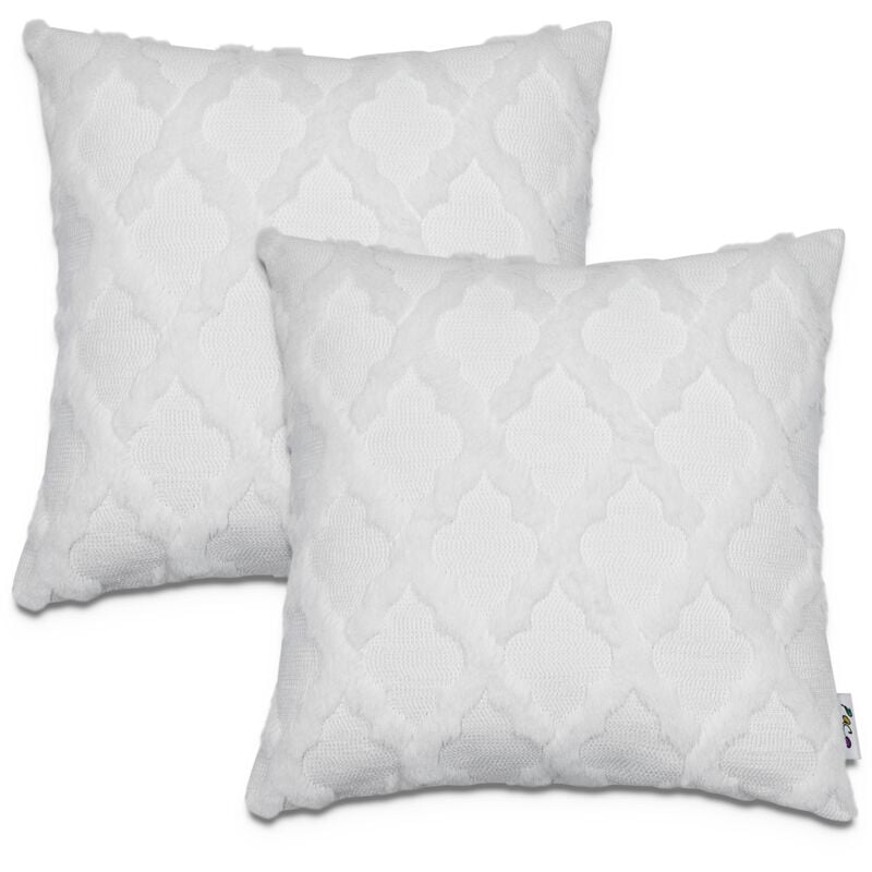 Paco Home - Housse De Coussin Décoratif Housses De Coussin Motif Scandinave Lot De 2 Canapé 2pcs-Set, Blanc 1