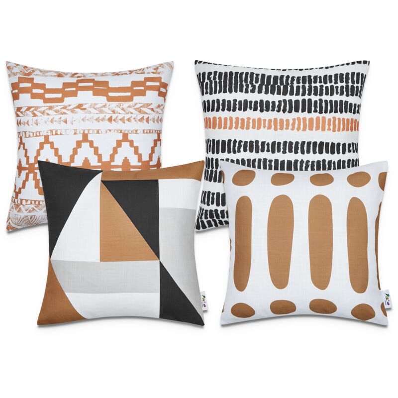 Housses De Coussin Décoratif Salon Motifs Géométriques Housse De Coussin Canapé 4pcs-Set, Marron - Paco Home