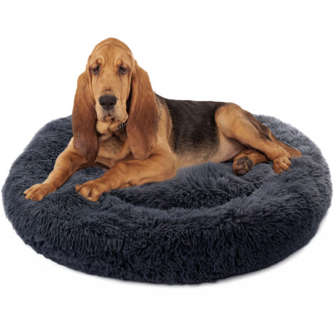Paco Home Hundebett Katzenbett Flauschig Hundekissen Hundesofa Hundedecke Hundekörbchen Anthrazit, Ø100 cm