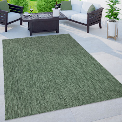 Paco Home Outdoor Teppich Für Terrasse Und Balkon Küchenteppich Einfarbig  Modern Grün 60x100 cm
