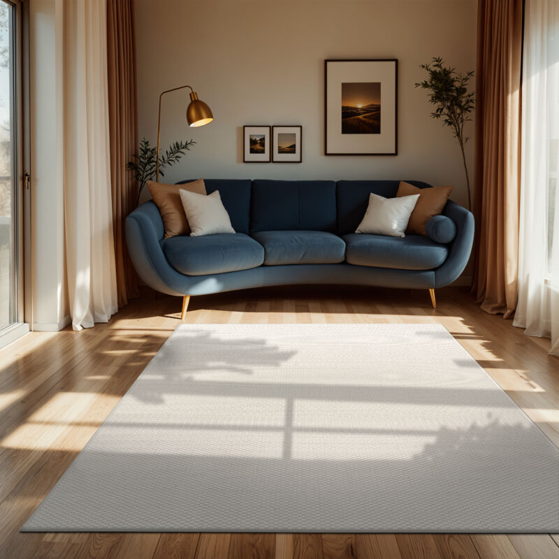 Paco Home - In- & Outdoor Teppich Flachgewebe Einfarbig Modern Wetterfest Für Terrasse Küche 200 Cm Quadrat, Elfenbein