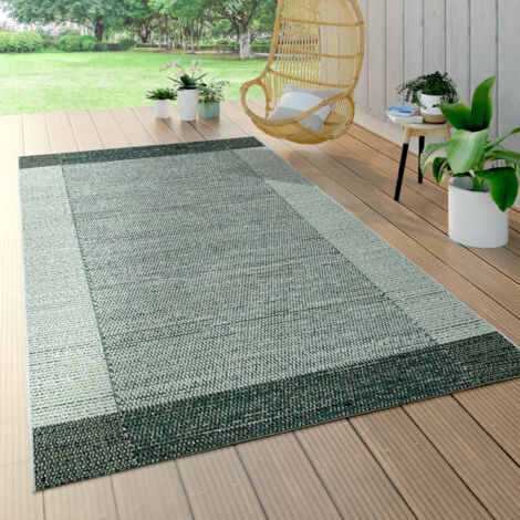 Paco Home In- & Outdoor Teppich Balkon Terrasse Web Design Bordüre Flachgewebe Grün Beige