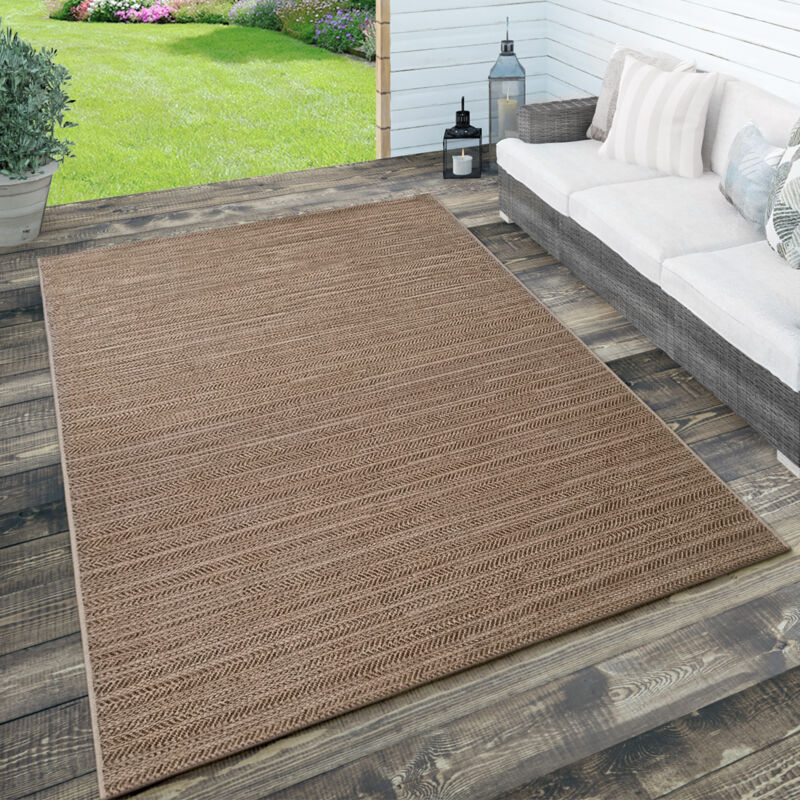 Paco Home In- & Outdoor Teppich, Terrasse U. Balkon, Wetterfest Einfarbig M. Struktur 120x170 Cm, Braun 2