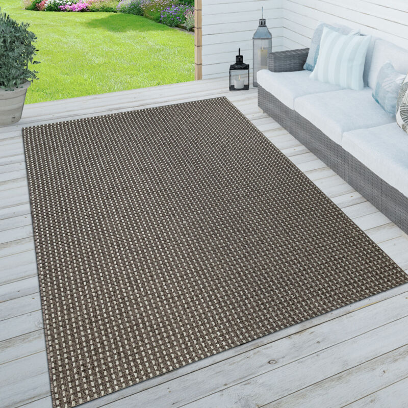 Paco Home In- & Outdoor Teppich, Terrasse U. Balkon, Wetterfest Einfarbig M. Struktur 120x170 Cm, Anthrazit