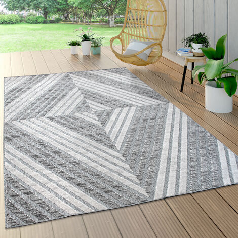 Paco Home In- & Outdoor Teppich, Terrasse u. Balkon, Wetterfest Modern Geometrische Muster