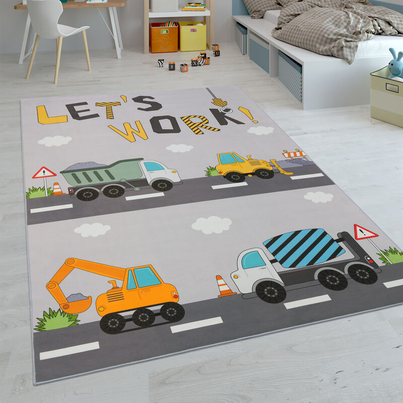 Paco Home Kinder-teppiche, Kurzflor-teppiche Für Kinderzimmer Mit Vers. Designs Spielteppiche Bunt 80x150 Cm, Grau 2