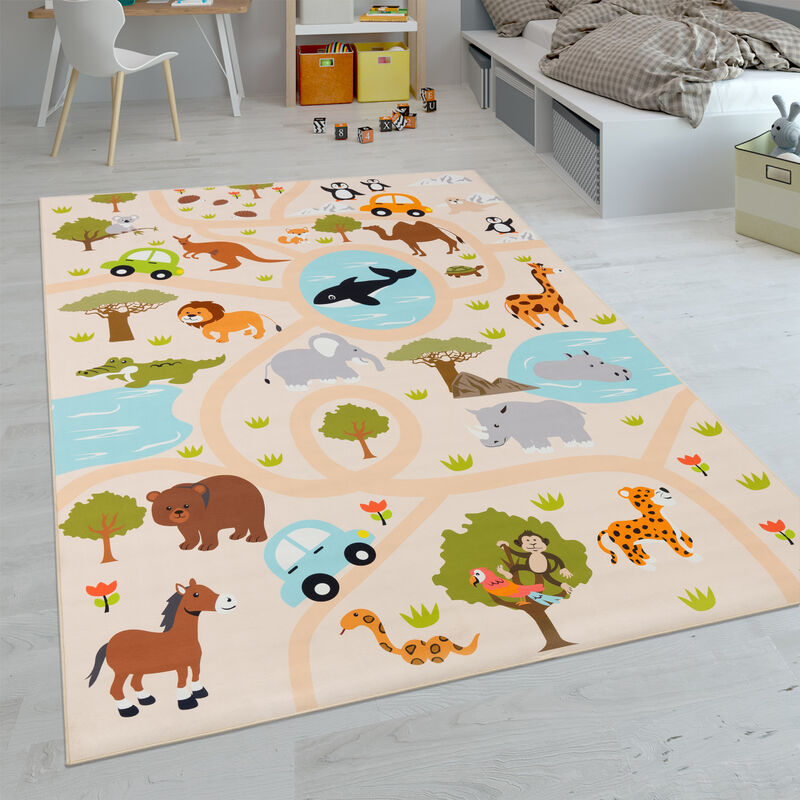 Kinder-teppiche, Kurzflor-teppiche Für Kinderzimmer Mit Vers. Designs Spielteppiche Bunt 200x290 Cm, Bunt 2 - Paco Home