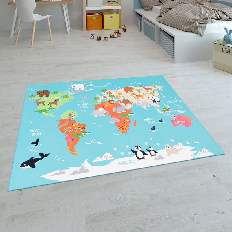 Paco Home - Kinder-teppiche, Kurzflor-teppiche Für Kinderzimmer Mit Vers. Designs Spielteppiche Bunt 160x220 Cm, Türkis