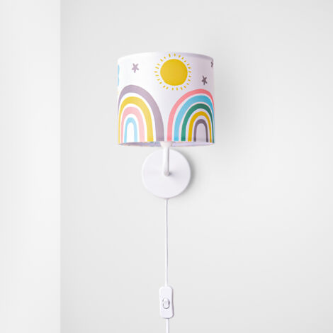 Paco Home Kinderlampe Lampe Babyzimmer Regenbogen Sterne Stehlampe Tischlampe Deckenlampe Wandleuchte - Weiß,  Mehrfarbig 1 (Ø18 cm)
