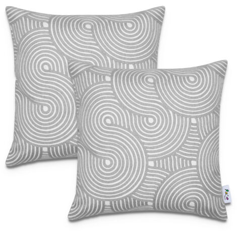 Paco Home Kissenbezug Deko Kissenhülle Kissenbezüge Skandi Muster 2er Set Sofa Zierkissen Grau, 2pcs-Set
