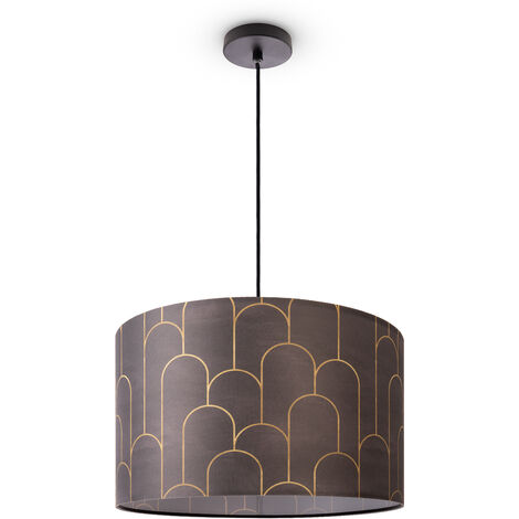 Paco Home Lampada A Plafone Soggiorno Sospensione Tavolo Paralume Tessuto Moderno Astratto Luce a sospensione - Nero, Design 5 (Ø45,5 cm)