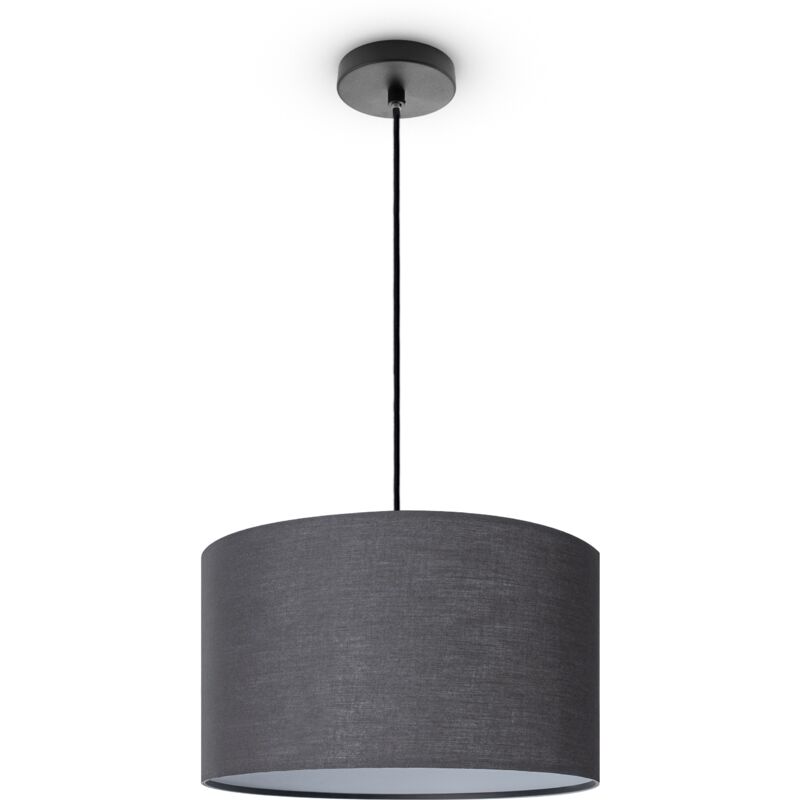 Image of Lampada a Plafone Soggiorno Sospensione Tavolo Sala Da Pranzo E27 Uni Tessuto Luce a sospensione - Nero, Nero (Ø38 cm) - Paco Home