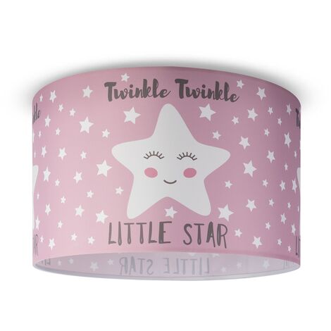 Paco Home Lampada A Soffitto Cameretta Dei Bambini Sospensione Paralume Tessuto Rotonda Stelle Design 4 (Ø45,5 cm), Plafoniera - Bianca