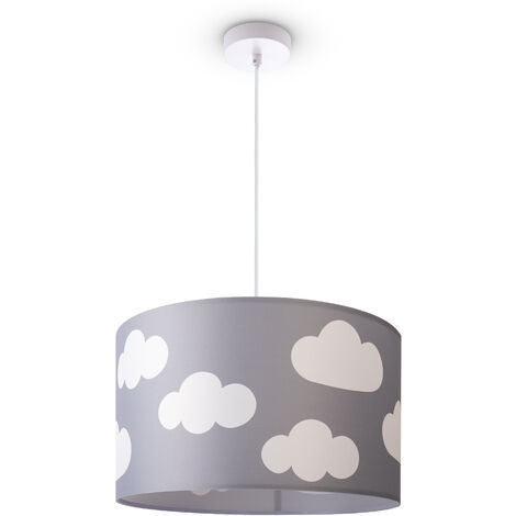 Paco Home Lampada A Soffitto Cameretta Dei Bambini Sospensione Paralume Tessuto Rotonda Stelle Luce a sospensione - Bianca, Design 10 (Ø45,5 cm)
