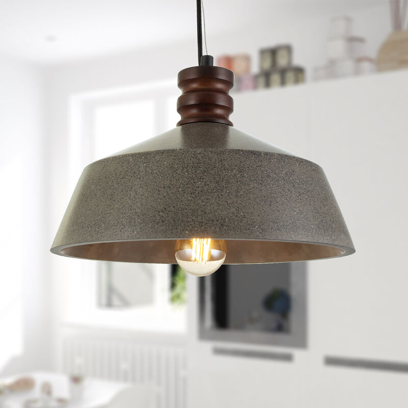 Image of Lampada a sospensione a , E27, per soggiorno, sala da pranzo, cucina, regolabile in altezza Concrete-Sandstone-Black, Senza illuminante - Paco Home