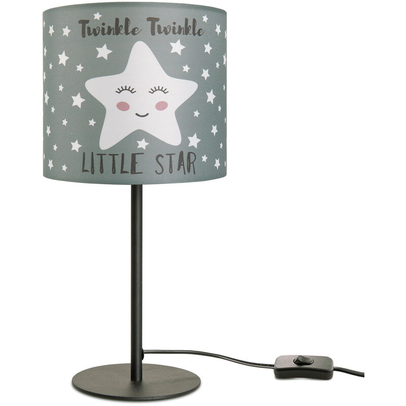 Image of Paco Home - Lampada da bambini lampada da tavolo camera bambini, motivo con stelle E14 Nero, Grigio (Ø18 cm)
