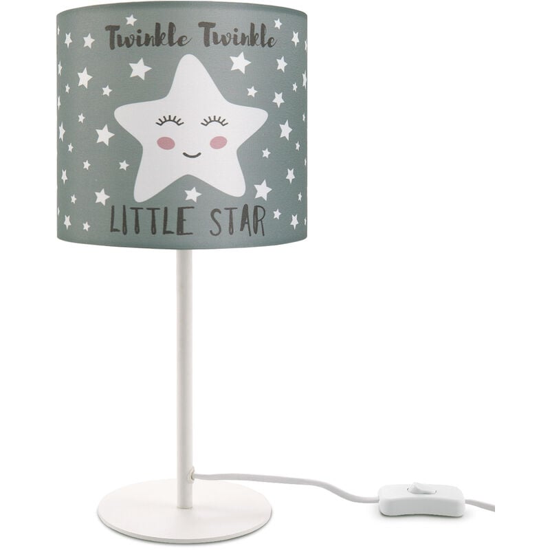 Image of Lampada da bambini lampada da tavolo camera bambini, motivo con stelle E14 Bianco, Grigio (Ø18 cm) - Paco Home