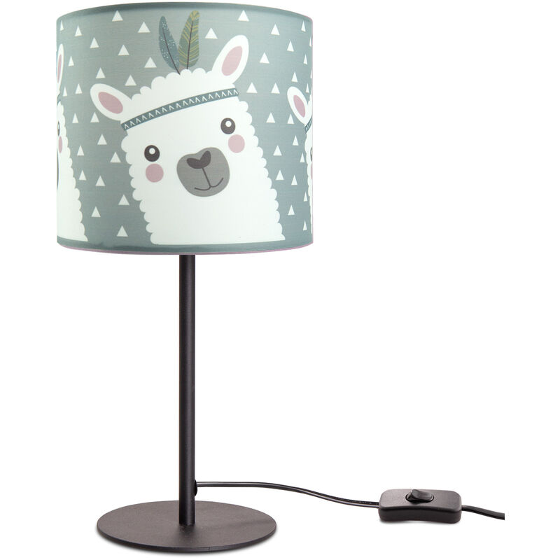 Image of Paco Home - Lampada da bambini lampada da tavolo camera dei bambini lampada motivo lama, lampada da tavolo E14 Nero, Grigio (Ø18 cm)