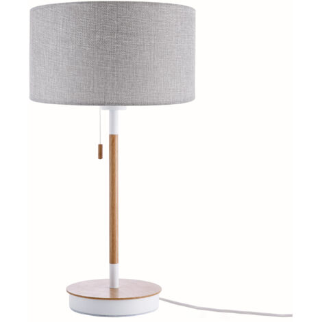 Paco Home Lampada Da Tavolo Da Comodino Da Scrivania Altezza 49 cm Design Scandinavo  Grigio (Ø28 cm),  Lampada tavolo bianco/nero + lampadina