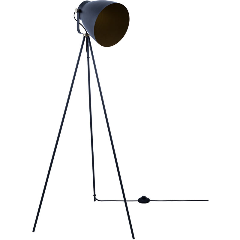 Image of Paco Home - Lampada Da Terra Moderna Soggiorno Sospensione Industriale Design Riflettore E27 Colori nero e ottone, Lampada da terra