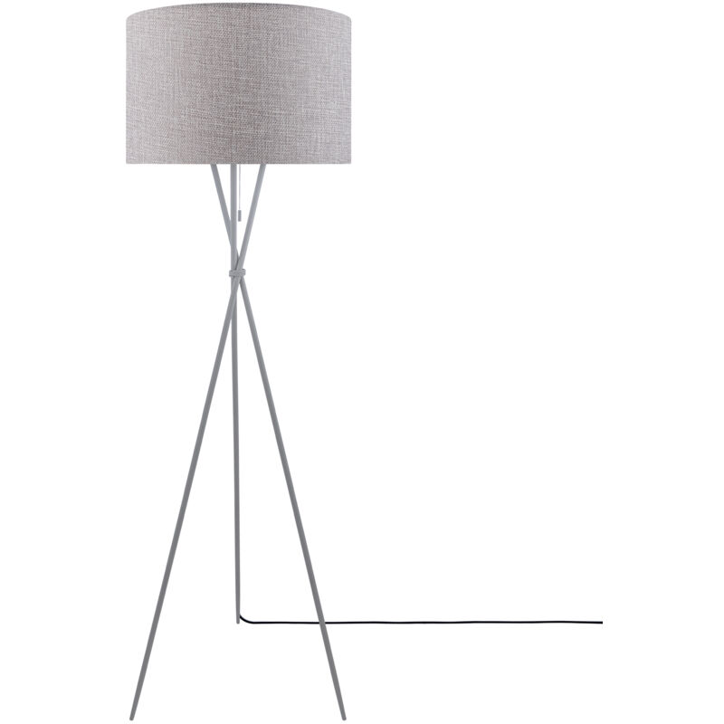 Image of Paco Home - Lampada Da Terra Moderna Soggiorno Treppiede Lampada Terra 157cm Interrutt Filo Bianco (Ø45.5 cm), Treppiede nero + lampadina